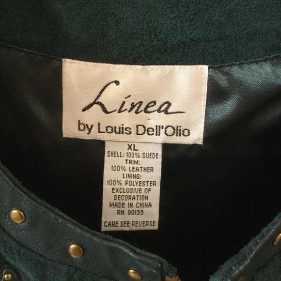 Linea by Louis Dell’Olio Suede Zip Jacket Green Embellished Studded XL - Picture 7 of 16
